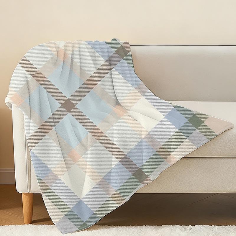 Lightweight Flannel Plaid Throw Blanket Soft Cozy Home Throw for Christmas, Halloween, Indoor & Home Leisure Use