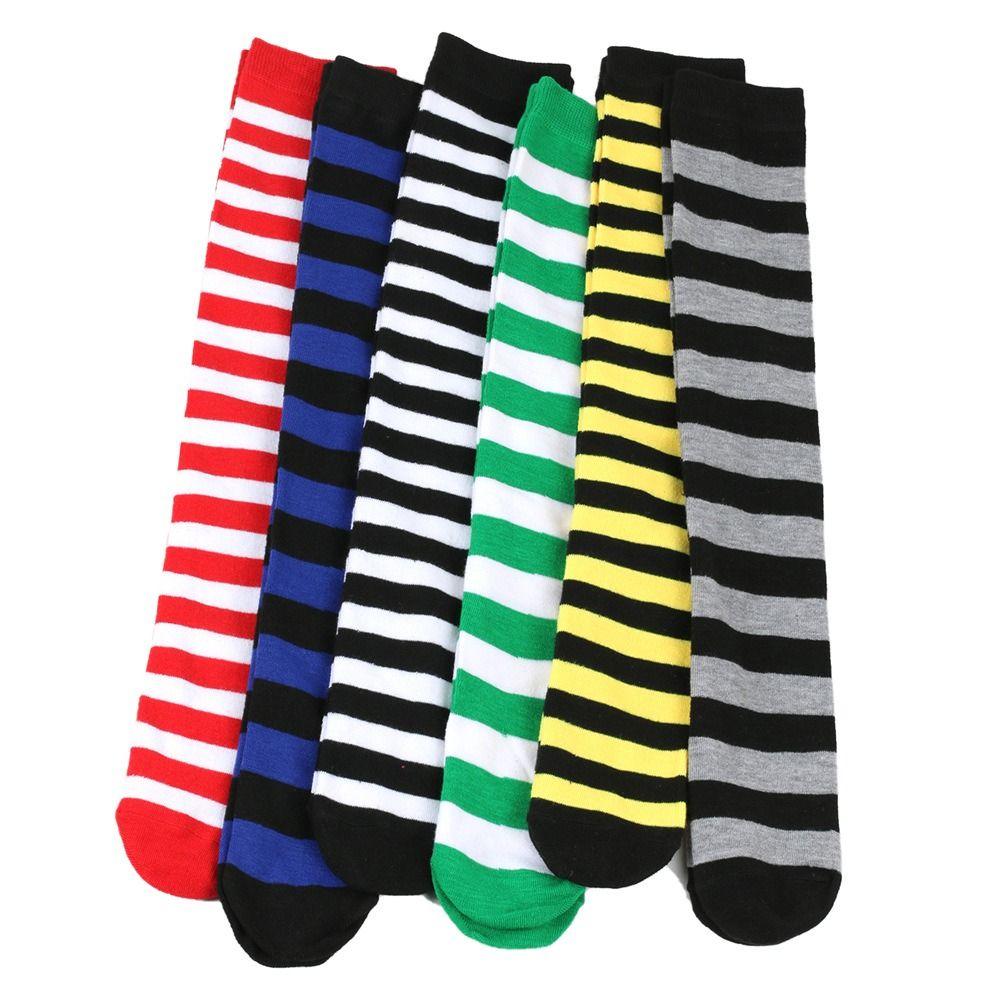 Japanischer Stil 9 Farben Gestreifte Socke Knielang Schwarz Weiß Pink Mittellange Socke Warme Sportsocke Kostümpartys