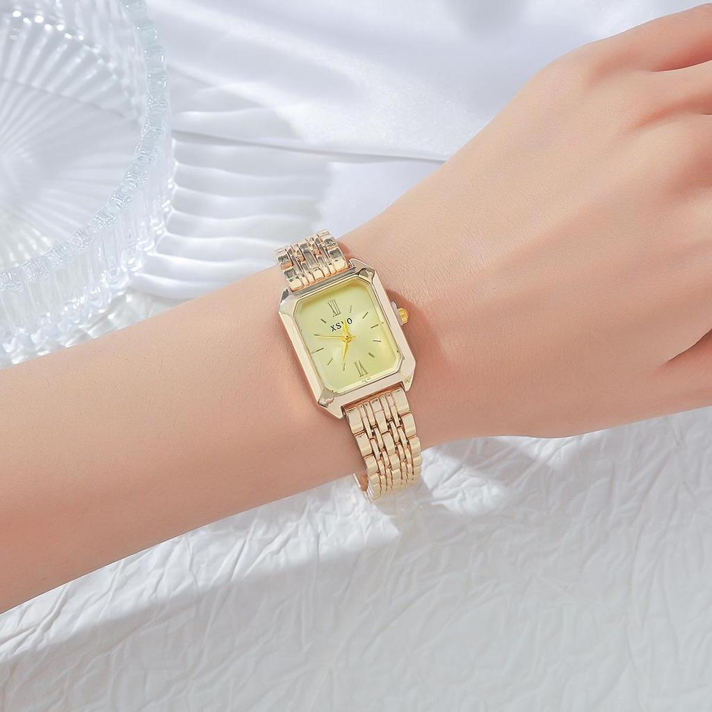 Simple Fashion Octagonal Glass-Studded Ladies' Casual Wristwatch