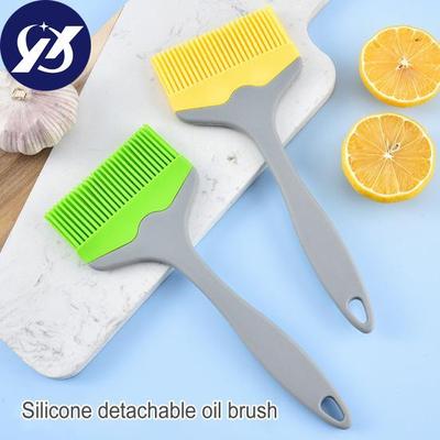 BBQ Silicone Oil Brush Food Grade Flexible Bristles Widened Head Ergonomic Handle Hangable Detachable Easy To Clean Barbecue Brush Kitchen Gadgets