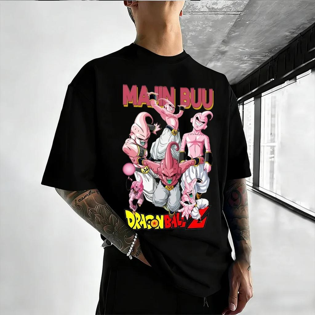 Dragon Ball Z "Majin Buu All Forms" Anime Black Oversized T-Shirt Oversized Streetwear Pop Rock Concert Fan Merch T-Shirt
