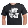 Unisexs Gym T Shirt Workout Top Funny Weightlifting Fitness Eat Sleep Repeat Vintage Washed Breathable Homme Unisex