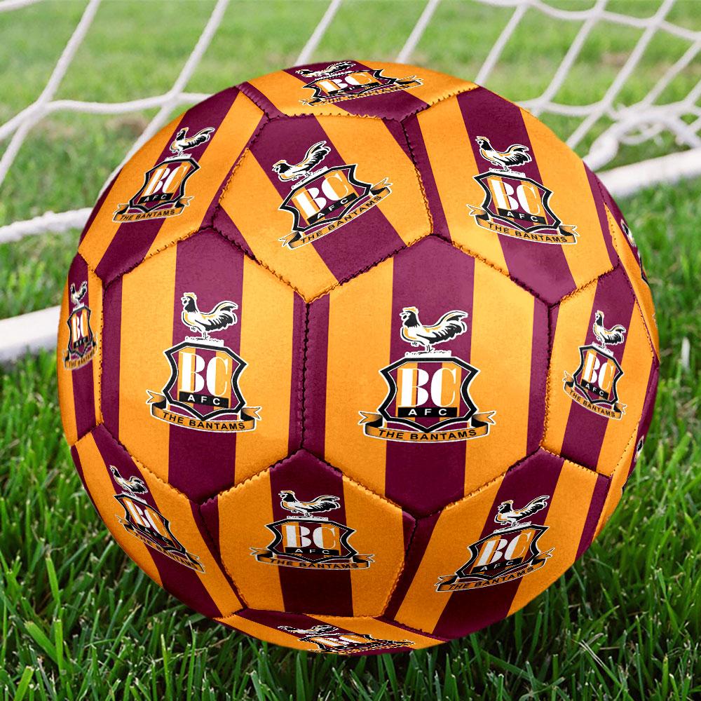 Bradford City AFC Print Size 5 Soccer Ball, Standard Match Football for Sports Game and Team Practice, Ideal Gift for Soccer Fans
