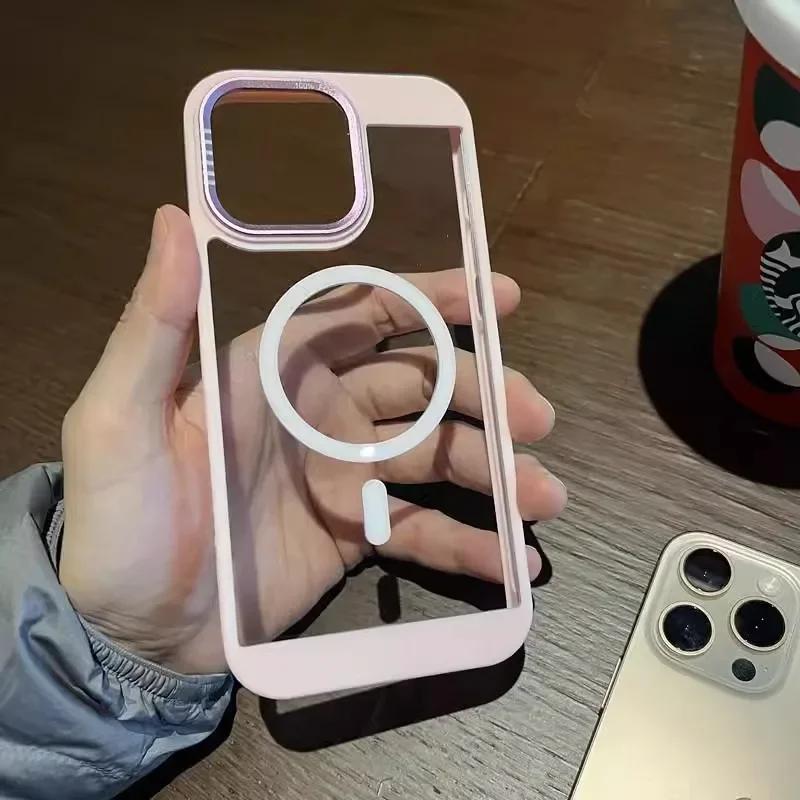 Titanově šedý pancířový silikonový kryt MagSafe pro iPhone 11 15 14 13 12 16 Pro Max s kovovým rámem a magnetickým pevným krytem