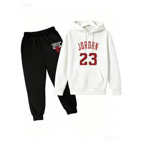 Set Felpa con Cappuccio e Pantaloni Tuta da Basket '23 Unisex per Bambini - Stile Euro-Americano