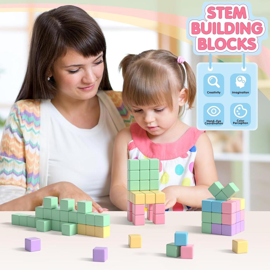 32pcs Magnetic Blocks Building Cubes for Toddlers, Classroom Must Haves Creative Learning Kids Gifts, Preschool Montessori Sensory Autism Magnet Toys