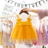 Girls Summer Short Sleeve Tulle Tutu Dress Princess Party Gown For Baby Kids Casual Cute Mesh Sundress