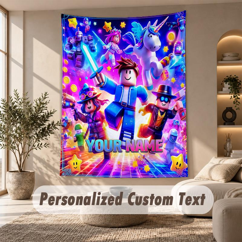 Roblox Tapestry, Personalized Custom Text, Wall Hanging Tapestry For Living Room Home Wall Decor