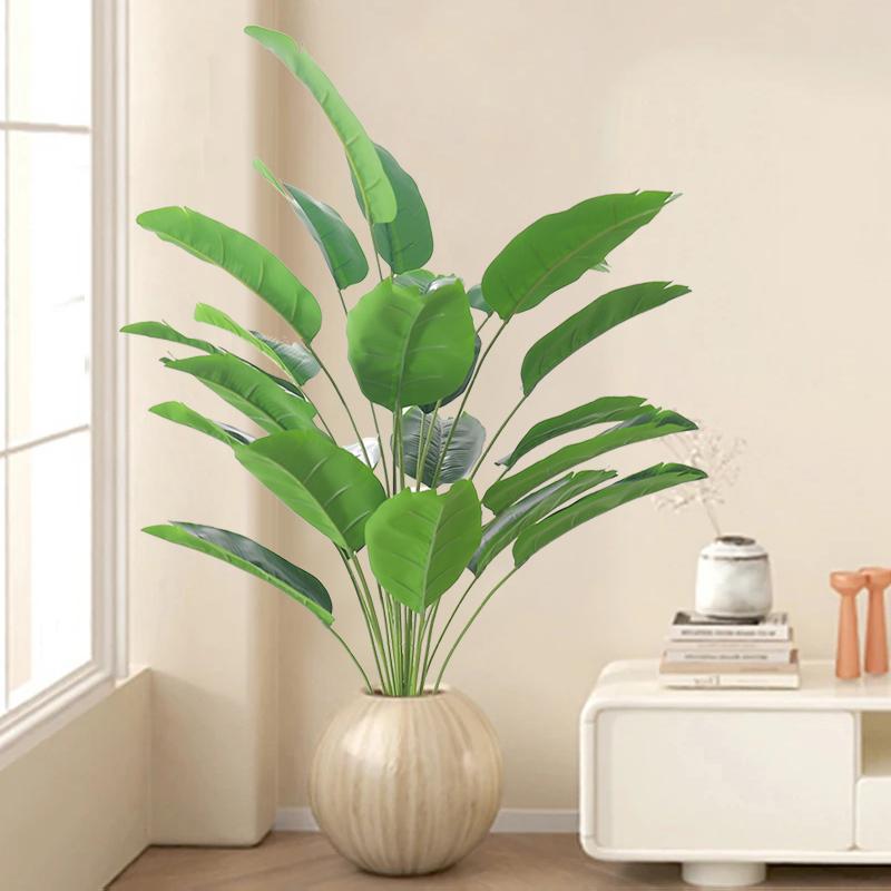 1pc Large Tropical Palm Tree Artificial Plants Fake Banana Plants Leaves Real Touch Plastic Monstera For Home Garden Party Decor