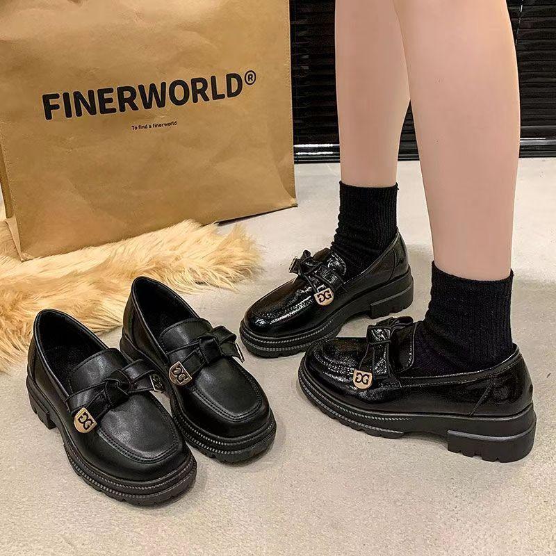 French small fragrant style loafer single shoes women's 2025 spring and autumn new thick-soled British style jk small leather shoes black women's shoe