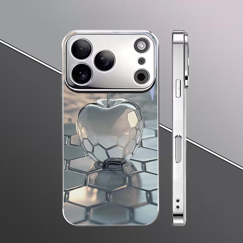Honeycomb Crystal Fruit Electroplated Silver Phone Case For iPhone 16 17 15 14 13 12 11 Pro Max Plus 16E 17Air XR 7 8 XS Cover