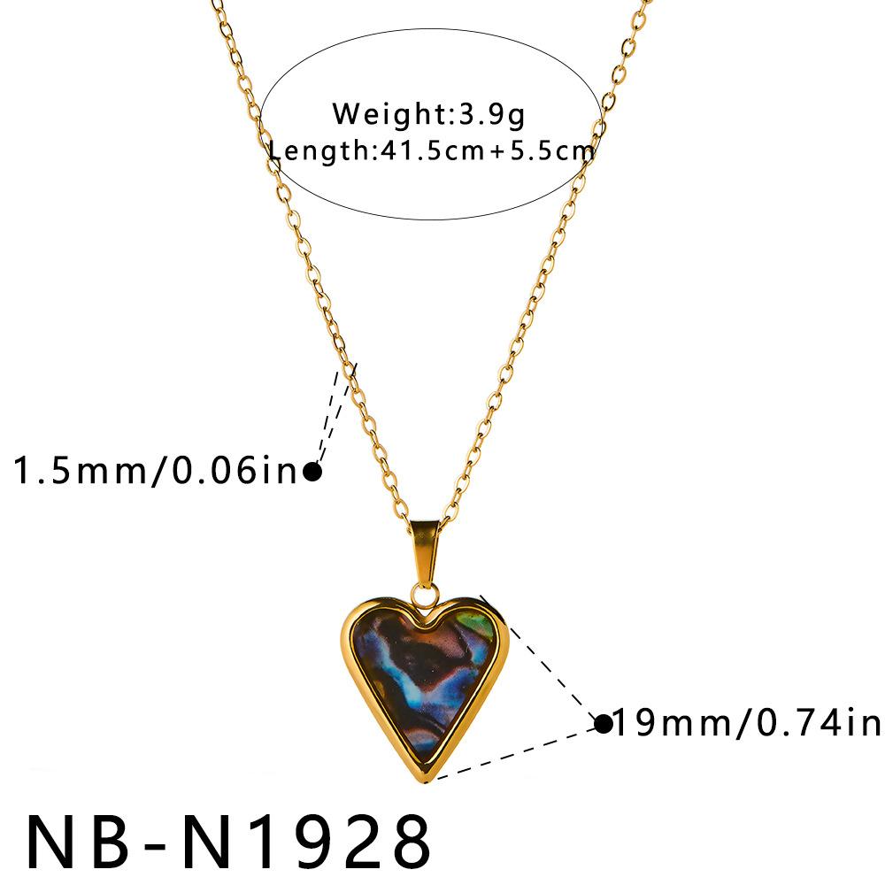 Stainless Steel Abalone Shell Necklace Women Heart Sun Water Drop Pendant Necklace Ins Fade Resistant Elegant Banquet Jewelry