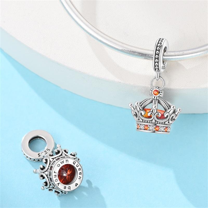Crown Charms Skull Bead Original Copper Inlaid Zirconium Pendants Fit Bracelet Necklace Jewelry Lover Gift