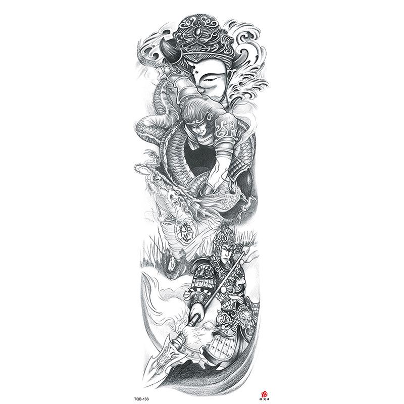 Waterdichte tattoo stickers voor de hele arm: Jezus, Maagd Maria, Kroon, Leeuw-ontwerp