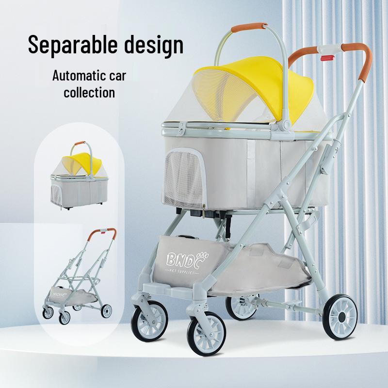 Lightweight Folding Pet Stroller for Small Pets, Breathable & Portable for Elderly Dogs