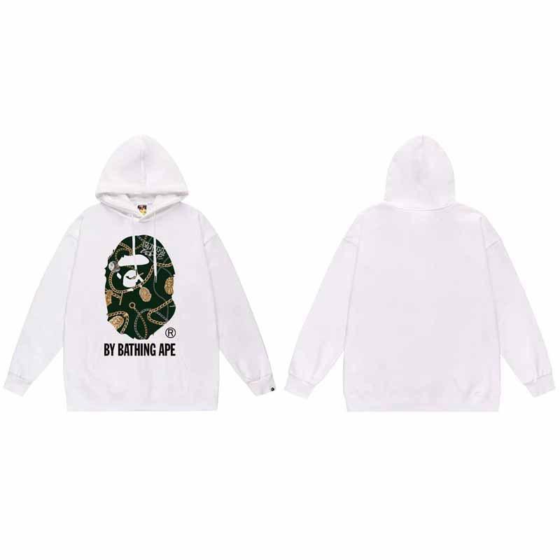 Mens Oversized Hooded Sweatshirt With Ape Head Print Heavyweight Cotton Long Sleeve Pullover Daily Wear