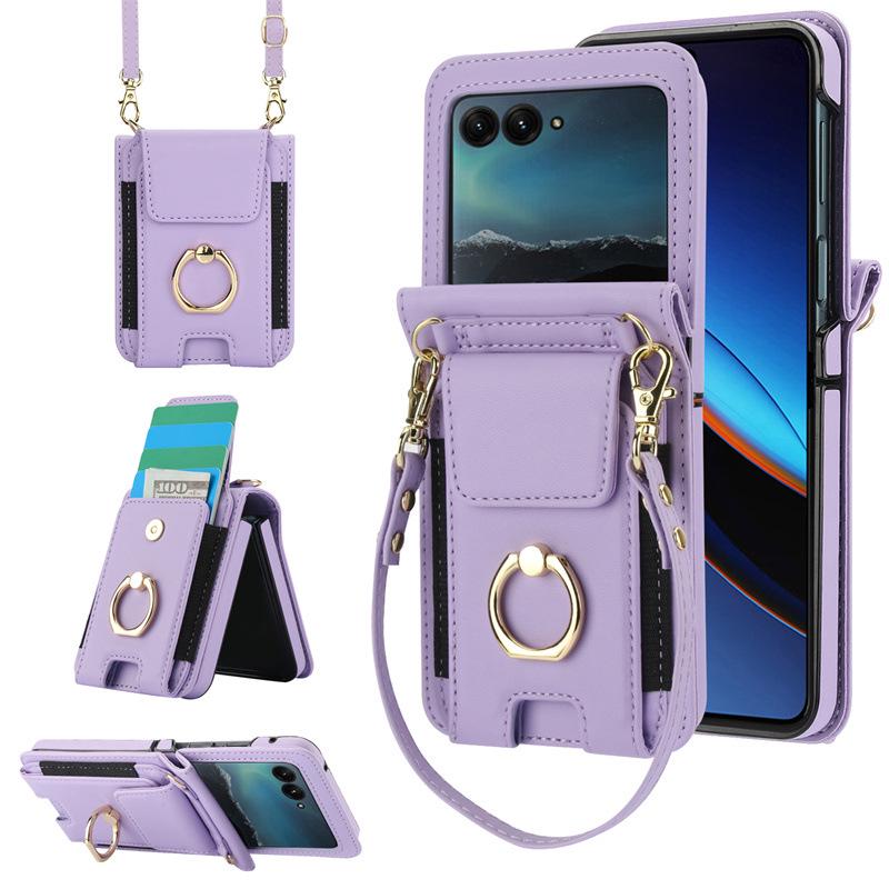 Etui ochronne crossbody Samsung Z Flip7/6/5 z przegródką na karty i składaną podstawką pierścieniową
