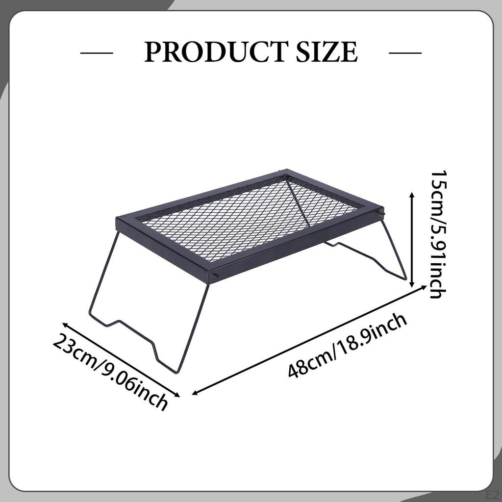 Folding Campfire Grill Grate Rack, Portable Mesh Table, Camping Cooking