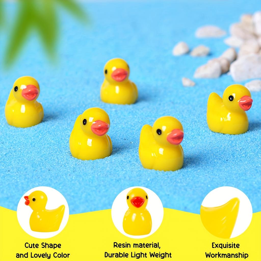 1000Pc Resin Miniature Ducks Tiny Dollhouse Yellow Duck Figurines For Fairy Garden Aquarium Potted Plant Diy Craft Decor
