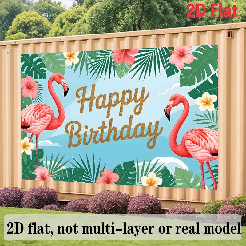 Party Backdrop Tropical Flat Banners Flamingo Celebrations Wedding Enthusiasts Photo Background Decor Front Door Decor