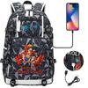 Anime Print USB Charging Backpack for Teens Students Unisex Casual Large Capacity Travel Daypack