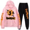 Volleyball Boy Hoodies Pants Sets Anime Suit Sweatshirt Streetwear Men Women Pullover Suit Tracksuit Sportwear Spring Autumn