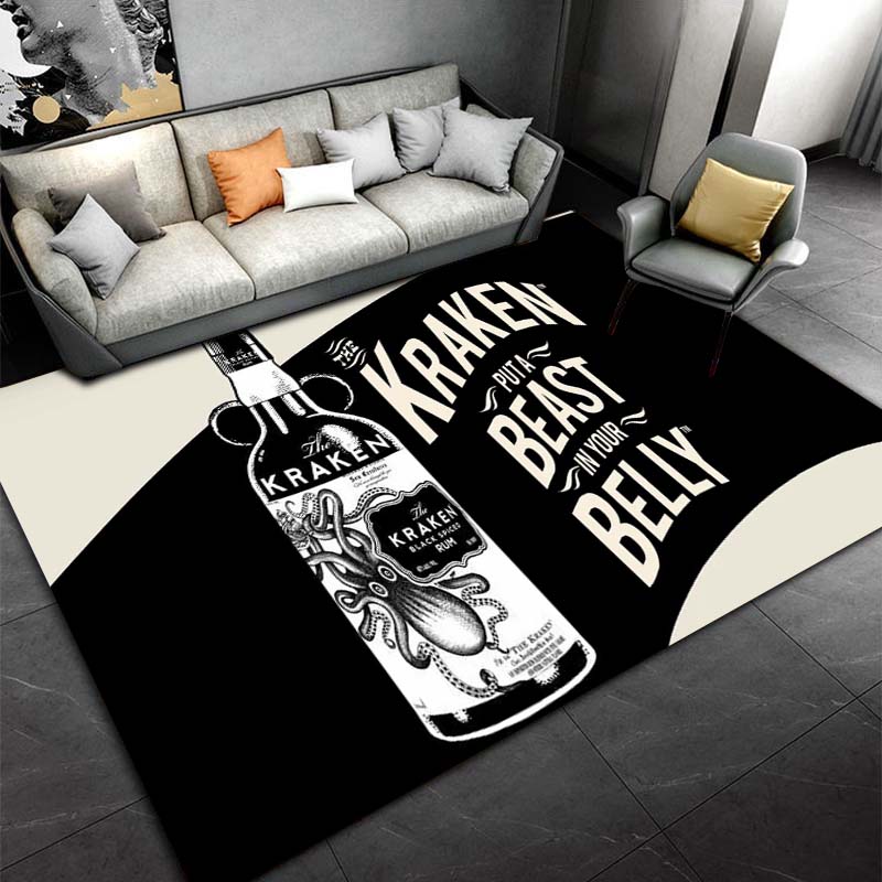Spiced Rum Kraken-Black Pattern Carpets Bedroom Play Mats Bedroom Decor Carpet Livingroom Rug Crawl Mat Christmas Gift Rug