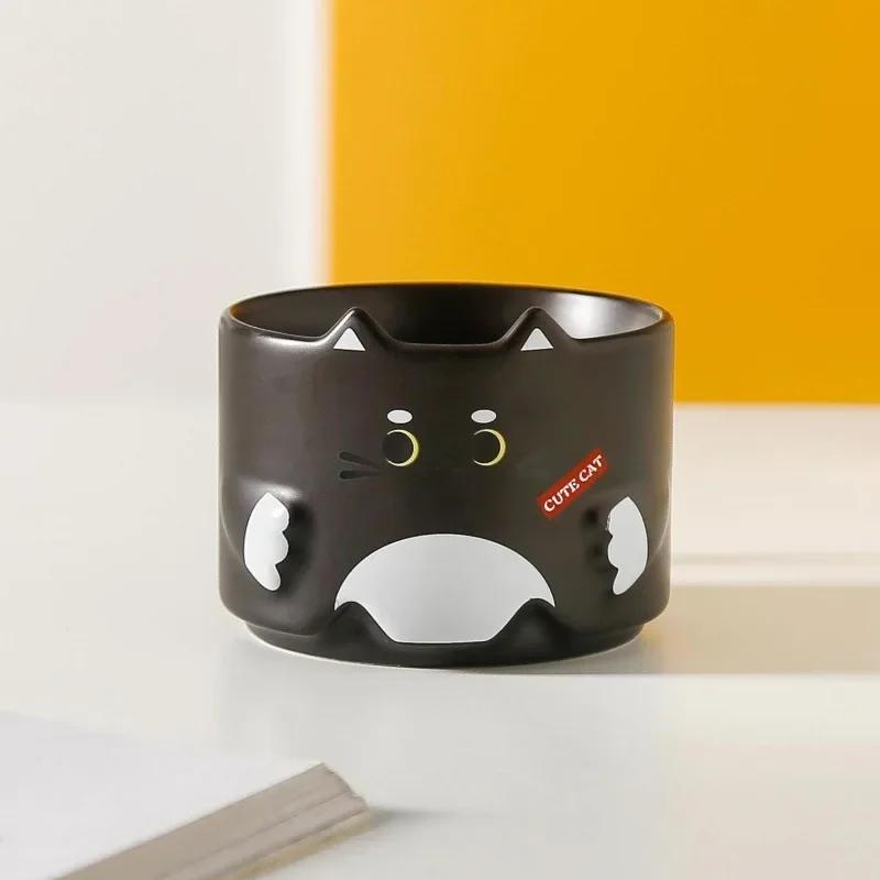 Cute Cat Mug with Handle Funny Cartoon Cat Designs Stackable Coffee Cup Milk Mug Gifts for Cat Enthusiasts Children