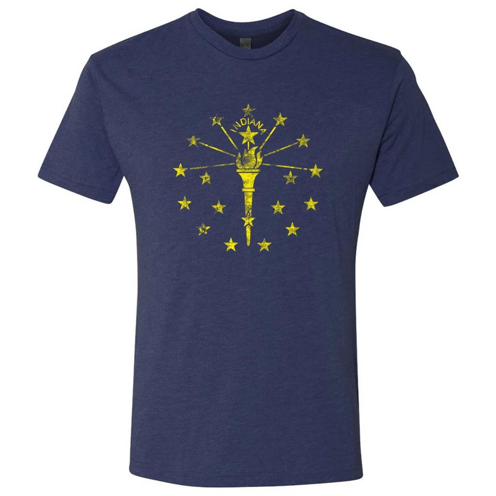Indiana Flag State Pride Hometown Triblend Mens T-Shirt - Vintage Navy