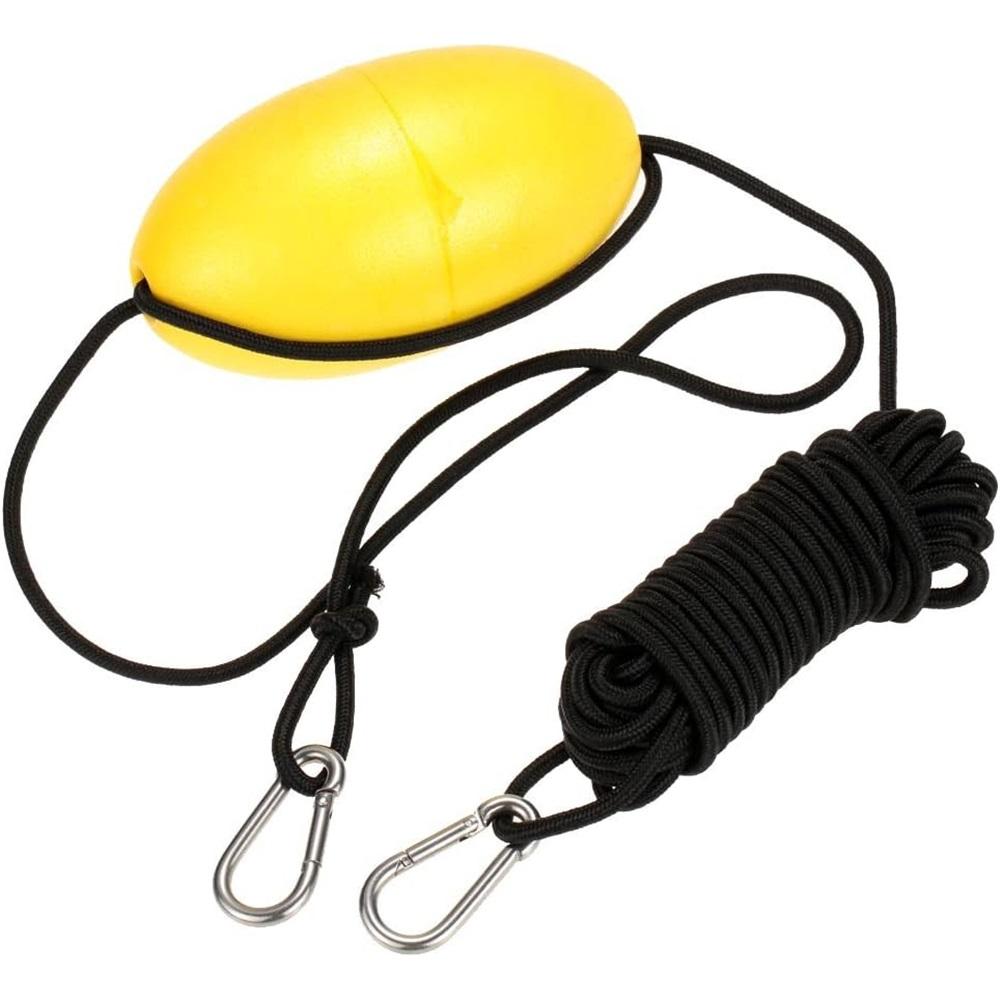 9.1m / 30ft Kayak Drift Anchor Tow Rope – Nylon Line With Stainless Steel Clips & EVA Foam Buoy, Kayak Accessory For Anchoring & Gear Float