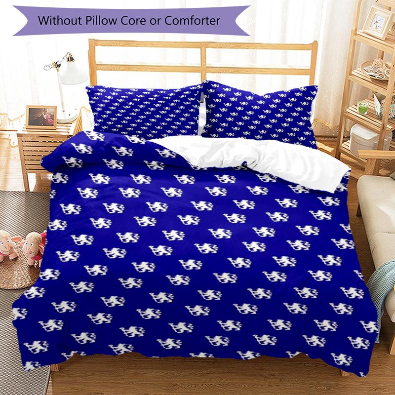 3pcs Chelsea Football Club Bedding Set Duvet Cover Closure Includes 1 Duvet Cover & 2 Pillowcases, Soft and Comfortable for All Seasons.