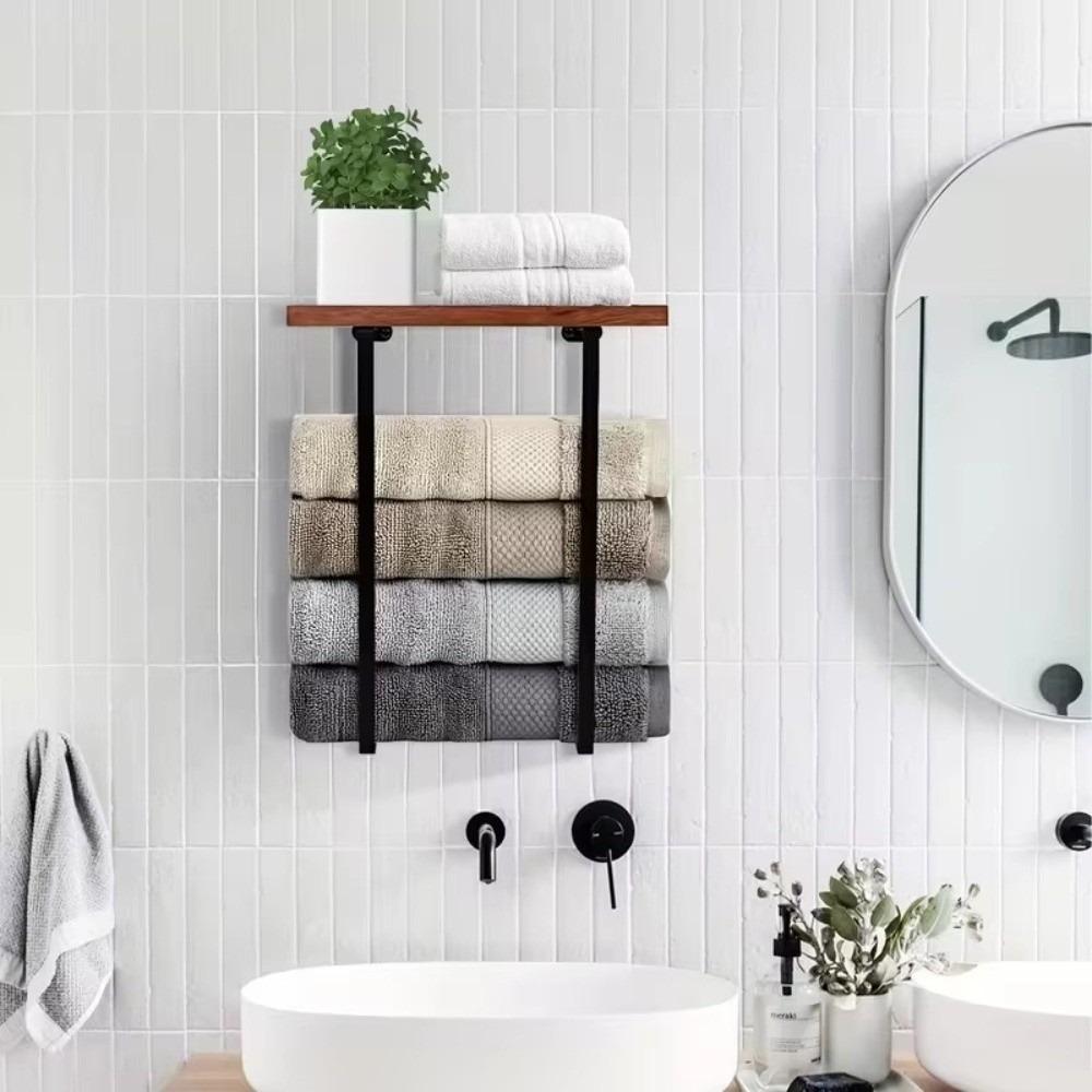 Bathroom Storage Double Pole Towel Rack Wall Mounted Towel Rack Bathroom Organizer