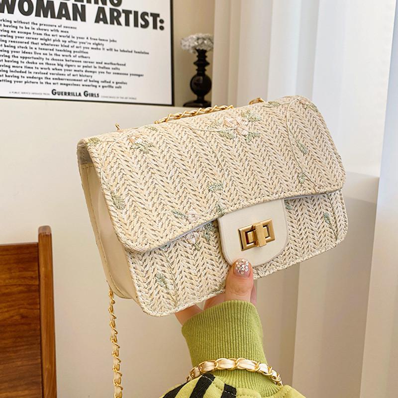 Chic Woven Small Handbag For Women Stylish Shoulder Crossbody Bag In Off White And Khaki OffWhite