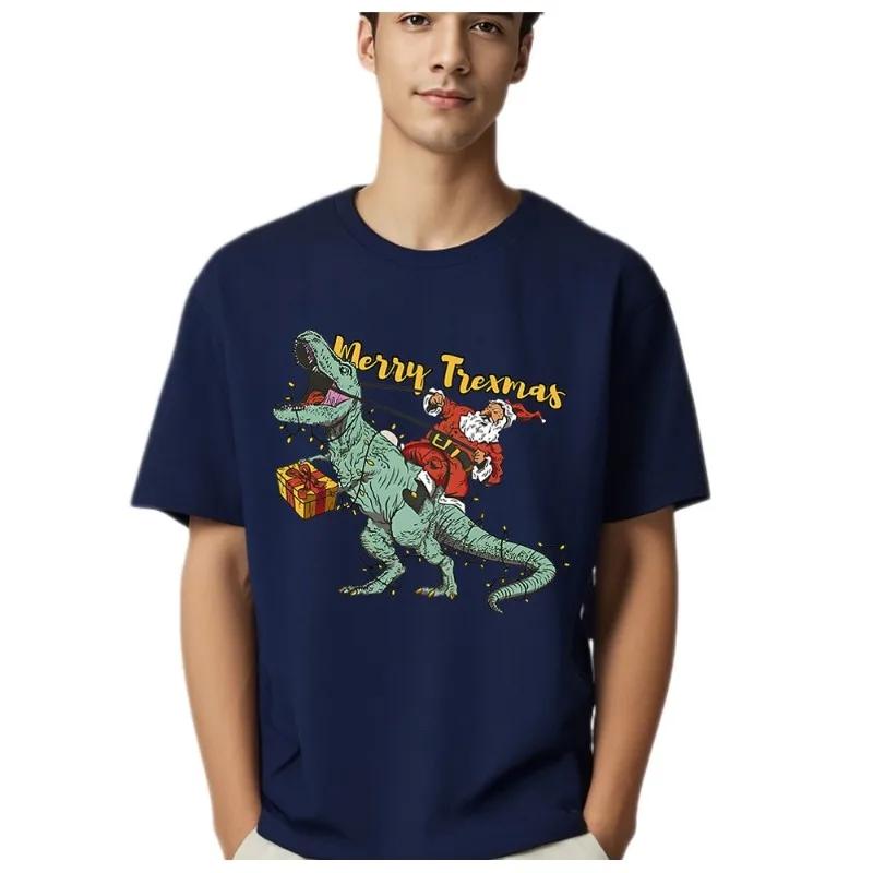 Harajuku Casual Riding Dinosaur T Shirt Men Hip Hop Streetwear Harajuku Funny T-Shirt Summer Short Sleeve Cotton Print Tshirts