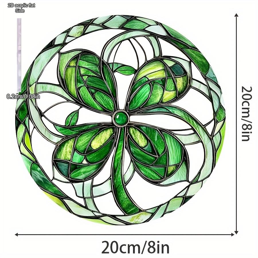 Celtic Knot Stained Glass Suncatcher, Green Leaf Design, Nurseries, Vintage Home Decor Wall for Bar Kitchen, Restaurant Shop Wall Decor, Classic Styl