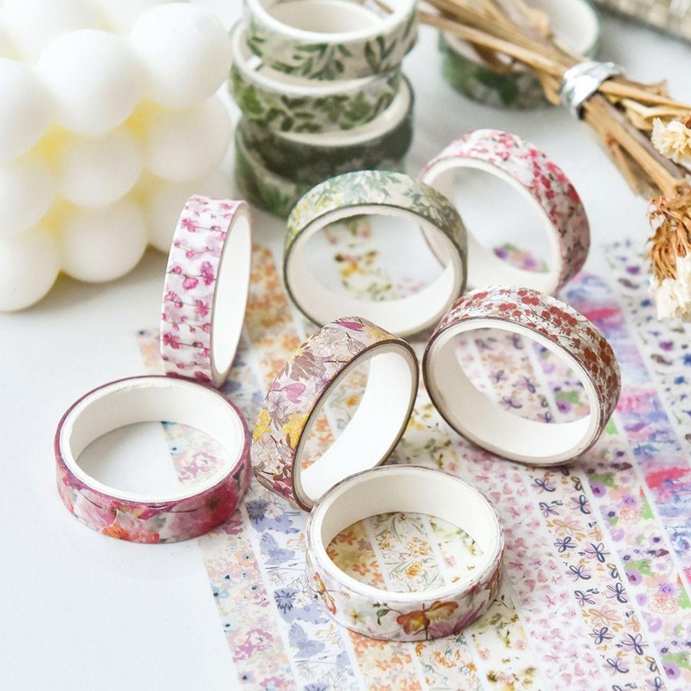 5 Rolls Spring Flower Washi Tape Multicolor DIY Wrapping Washi Tape Wrapping Self-adhesive Scrapbooking Decorative Tape