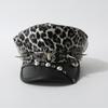 Hip-hop Y2k Beret Hat Punk Flat Top Cap Vintage Rivet Leopard Hat  for Girls
