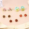 Red Rose Flower Stud Earrings Spring and Summer Simple and Creative Pearl Colorful Camellia Earrings Women's Fashion Jewelry