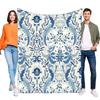 Blaue Blumendecke im William Morris Stil, Weiche Gemütliche Leichte Decke für Bett Sofa Heimdekor Ästhetisches Geschenk