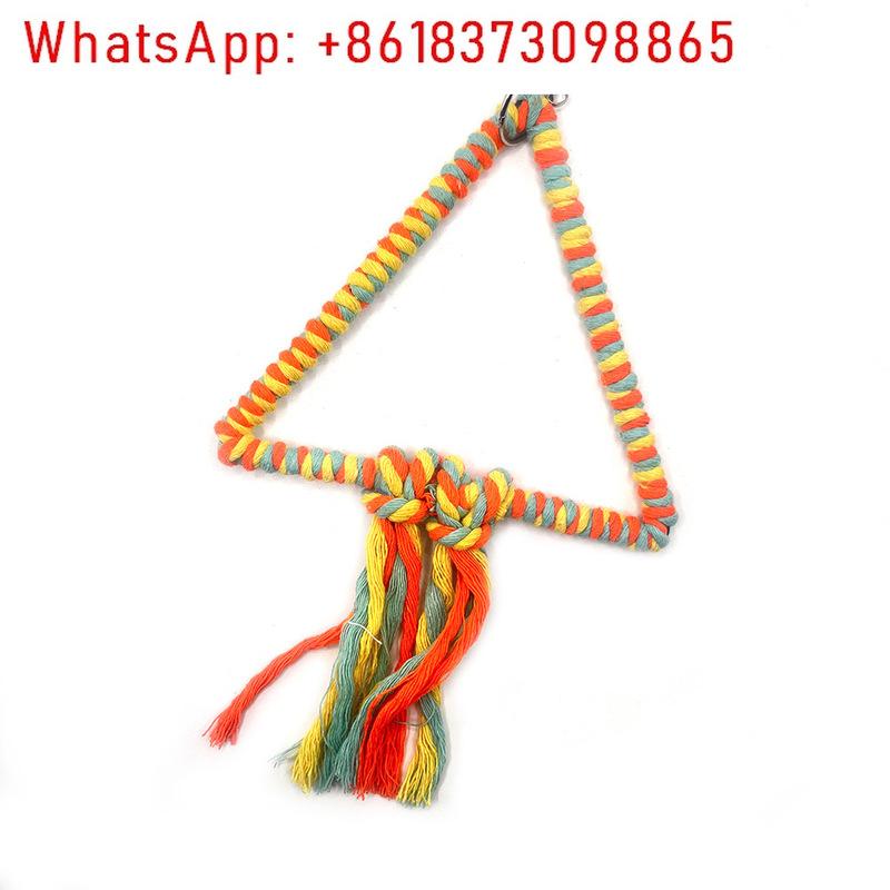 2Pcs Triangle Cotton Rope Swing Colorful Bird Toy Parrot Perch Climbing Grinder Beak Stand