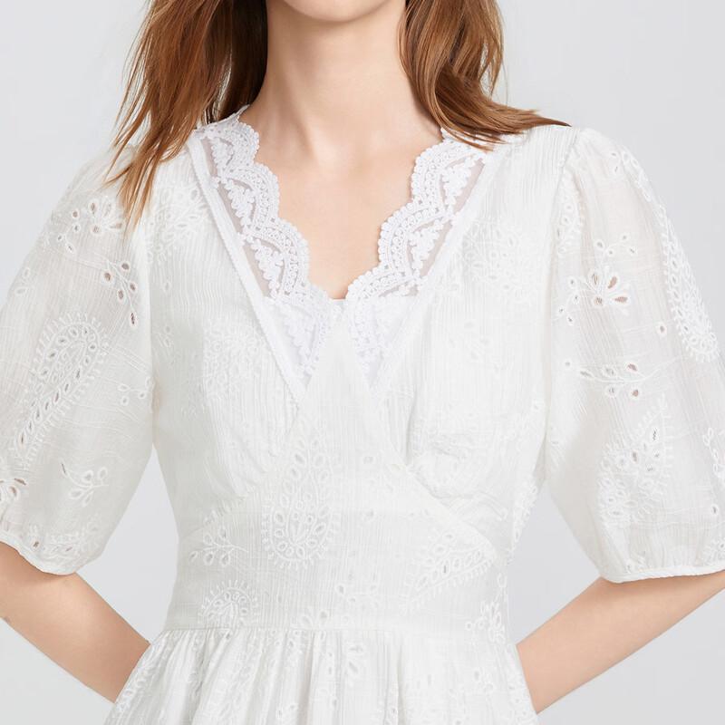 Women's V-Neck Embroidered Midi Dress