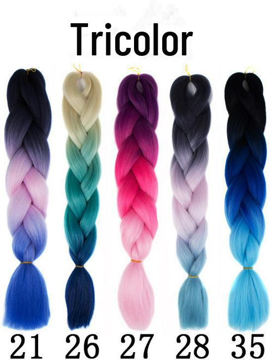 Africká monochromatická gradientní copánková paruka - Vlasový příčesek z chemických vláken