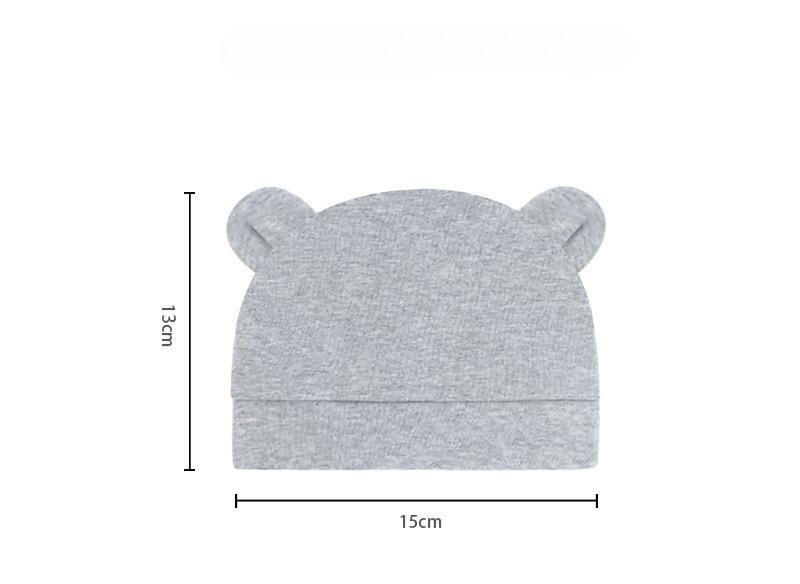 Newborn Baby Solid Color Single Layer Mickey Hat Cute Ear Pullover Cap for Baby Boys Girls