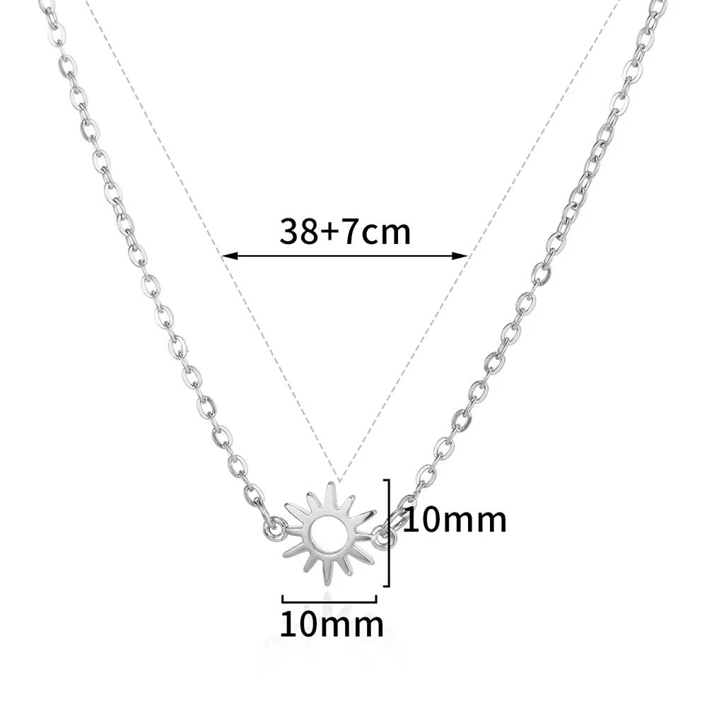 2025 Sun Moon Coin Pendant Necklace For Women Cute Fashion Gold Color Stainless Steel Round Necklace Sweet Jewelry Her Gifts