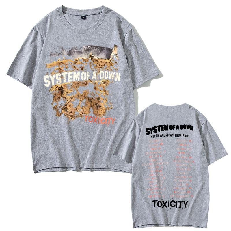 Maglietta Vintage Rock Band System of A Down Toxicity Tour Unisex Donna Punk Rock Gotico Magliette Unisex Hip Hop Magliette Oversize
