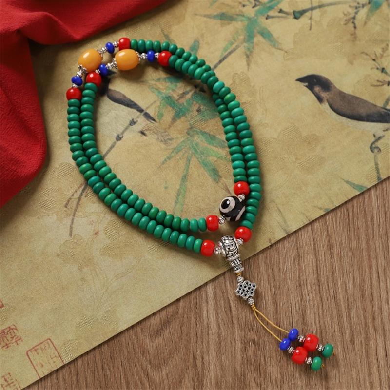 Handmade Turquoise Gemstones Prayer Beads Necklace With 8mm Round Beads Unisex Stone Wristband Cultural Spiritual Gift