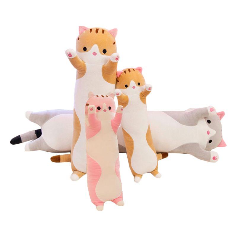Plush Cat Long Toy Soft Stuffed Kitten Pillow Kids Sleeping Pillow Decor Home