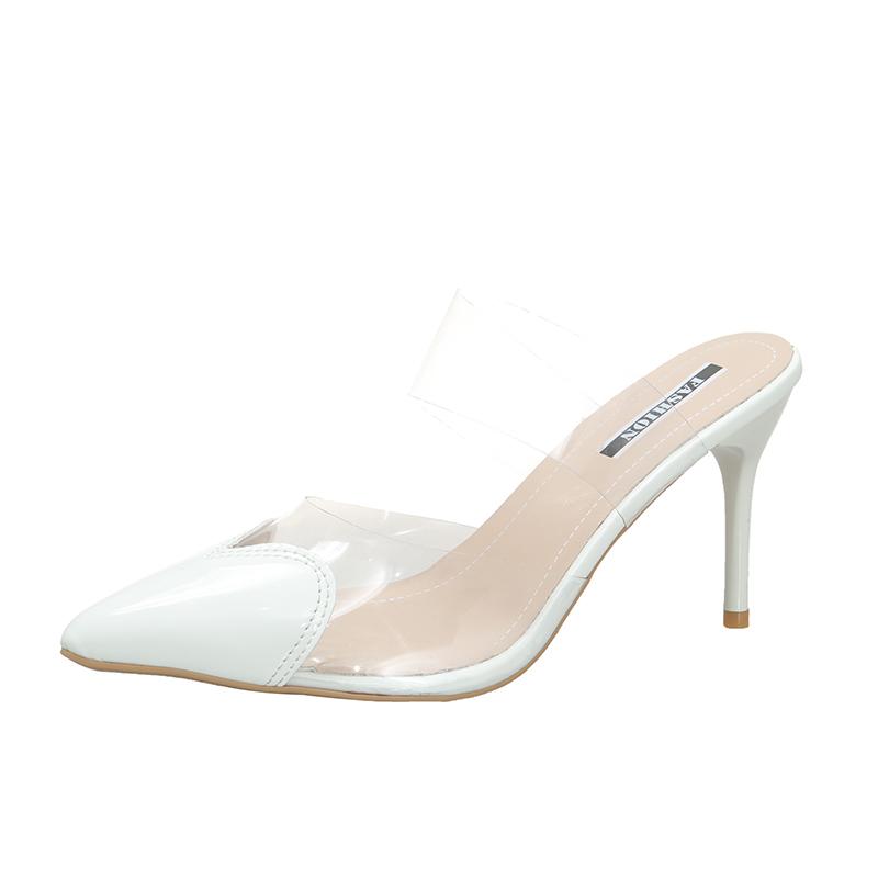 Baotou Slippers Stiletto 2026 Summer New Women's Transparent Open-toe Pointed Toe High Heels