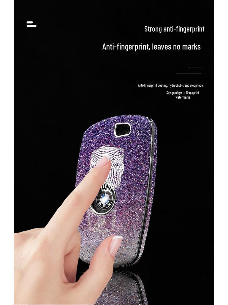 Couvre-clé strass pour BMW Série 3, 5, 7/730li GTX1 Coque de clé Boucle