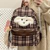 Schoolbag Vintage College Style Plaid Puppy School Bag ins Versatile Girls High Value College Students Class Backpack Backpack